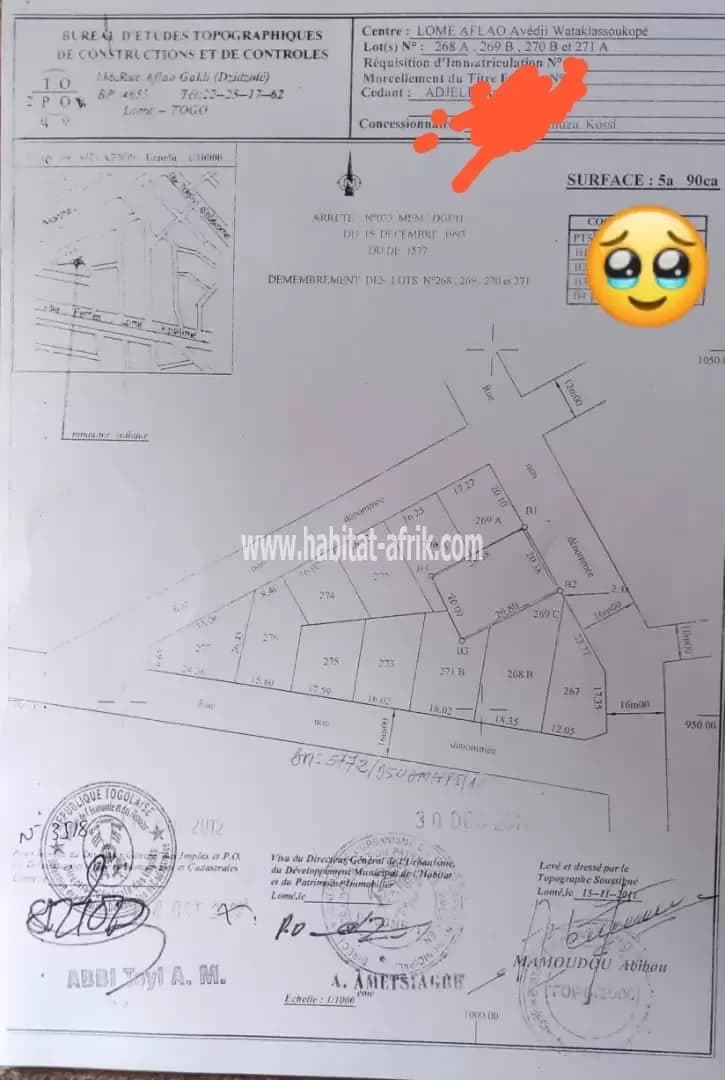 Nous mettons en vente une parcelle de un lot situé a djidjole non loin de l’assemblée des témoins de jehovah lome togo