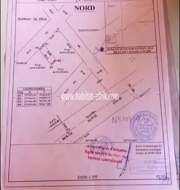Je mets en vente une parcelle de terrain demi lot assome davie tsevie togo