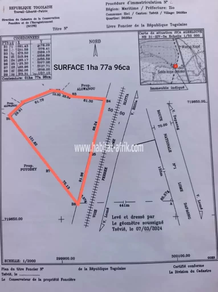Nous mettons en vente une parcelle de 30 lots à tsevie togo