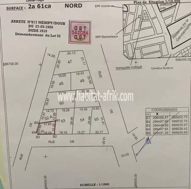 Je mets en vente une parcelle de terrain à ADIDOADIN elephanto lome togo