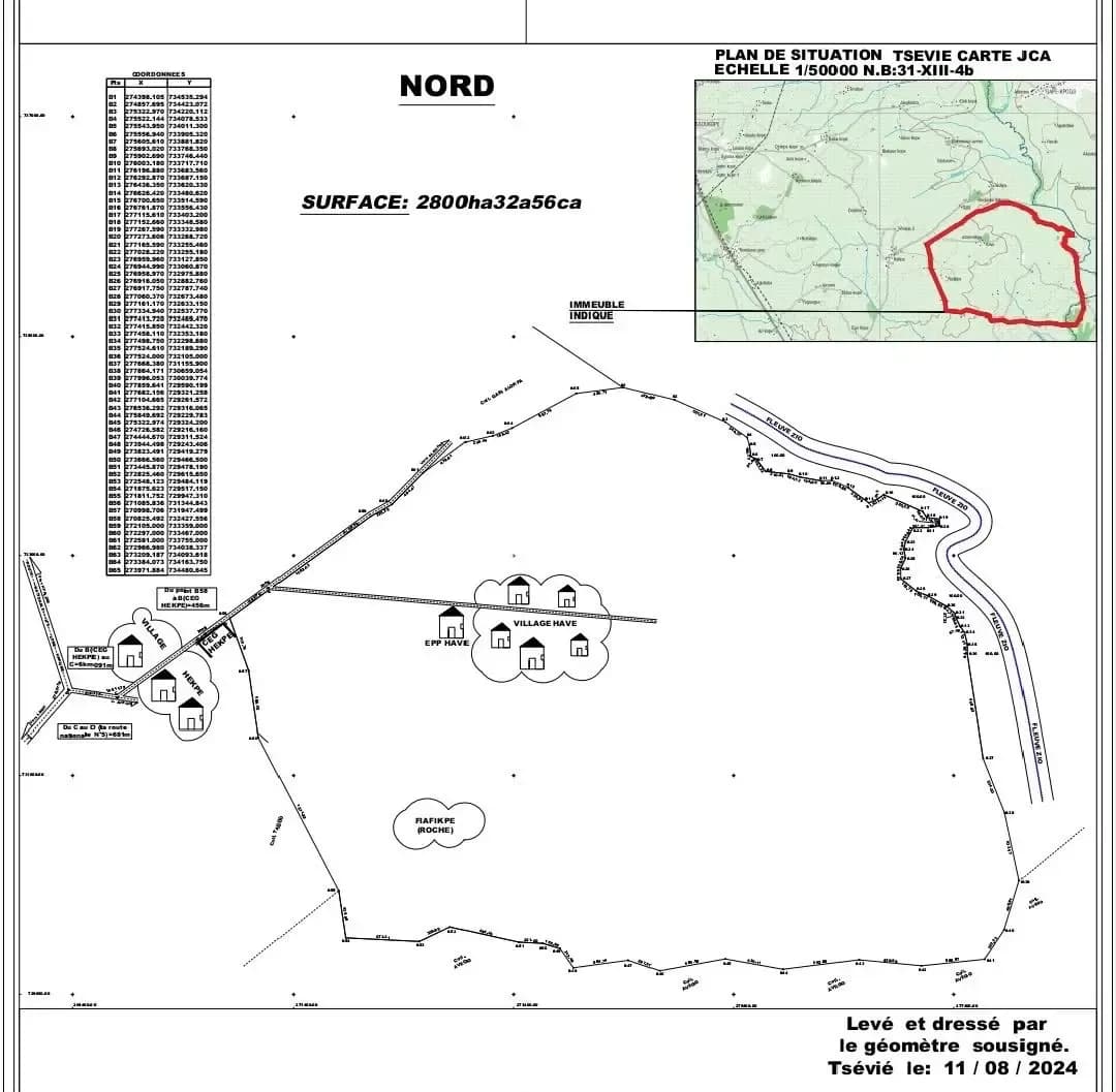Terrain agricole à vendre à 8km du goudron Tovegan prefecture de l’avé togo