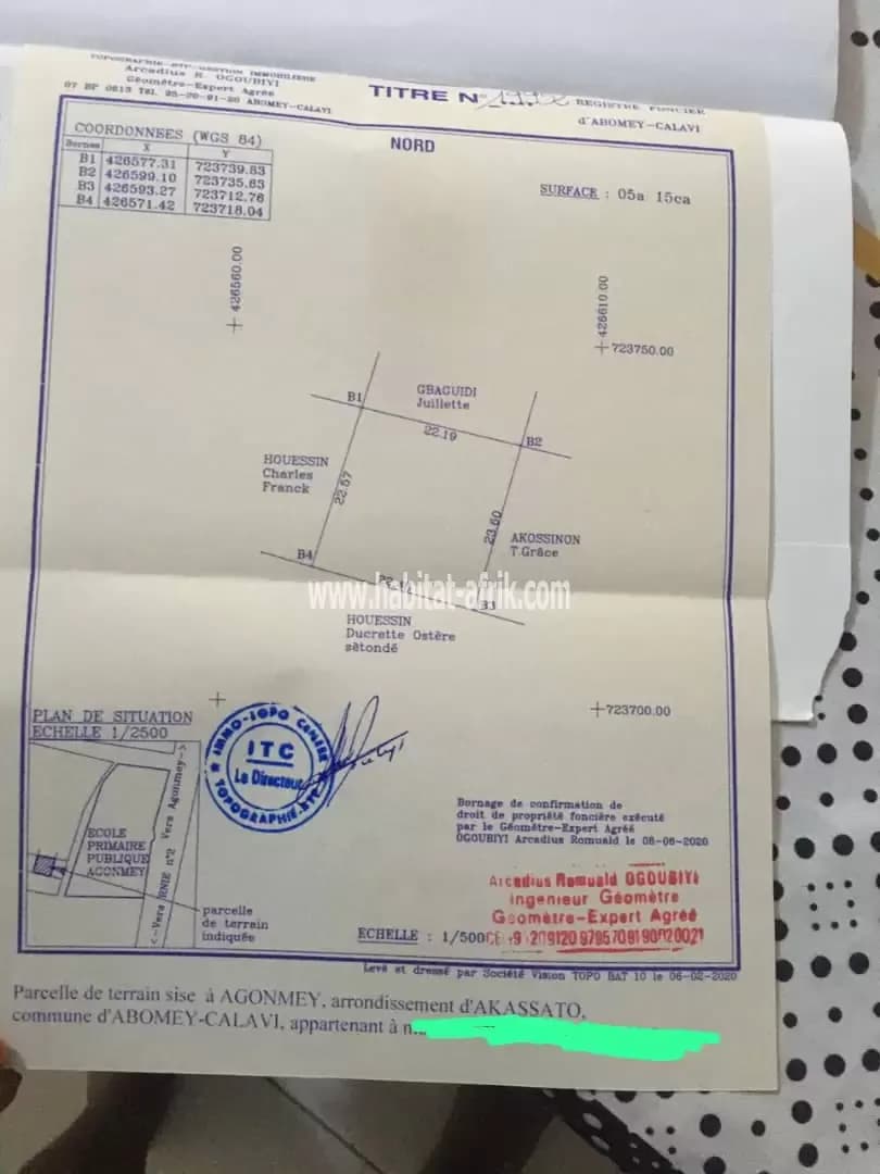Parcelle à vendre à Calavi AKASSATO AGONMEY