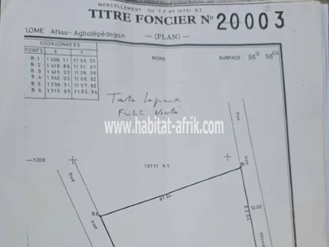 Terrain à vendre 09 lot collé à djidjolé à 100 mètres du Pavés ADEBAYOR Lomé-Togo