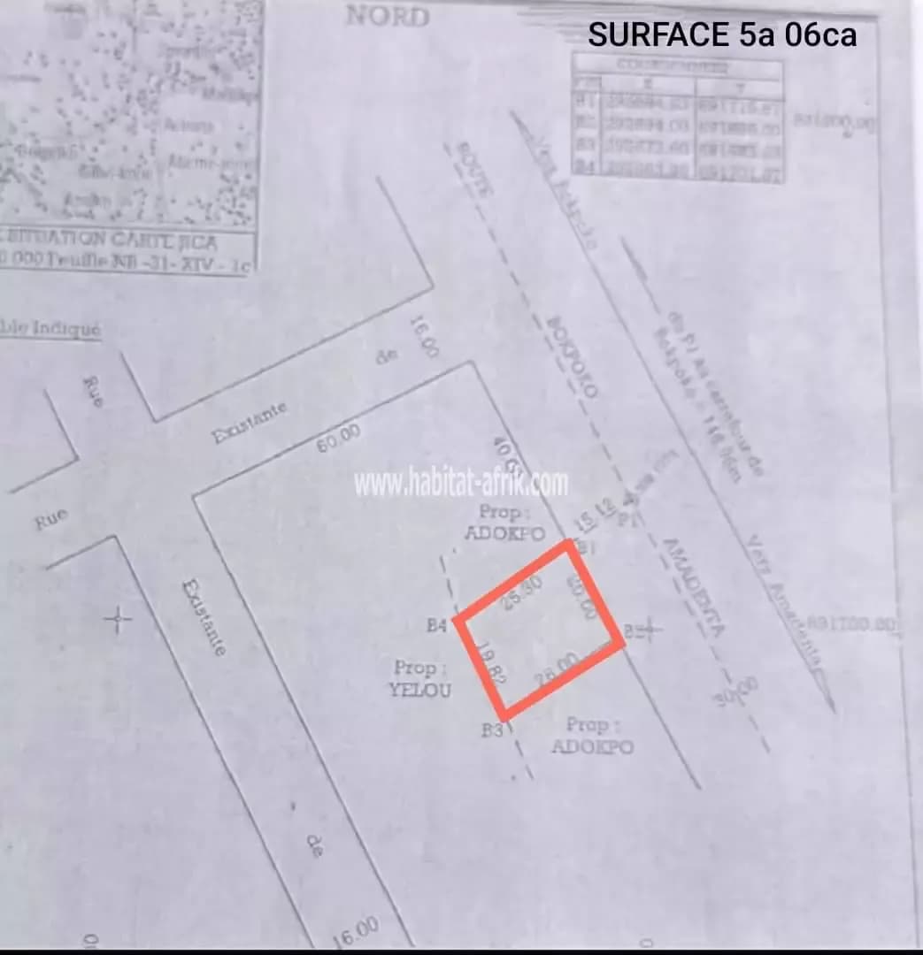 Je mets en vente une parcelle Pres d’un lot soit (506 m2) a agoe bokpoko lome togo