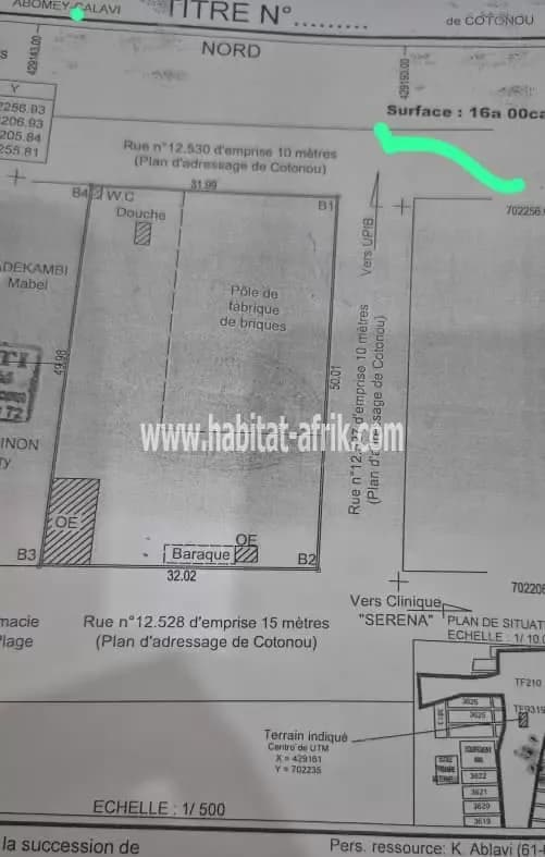 DOMAINE DE 1600M² AVEC TF PERSONNEL À VENDRE À COTONOU FIDJROSSÈ PLAGE