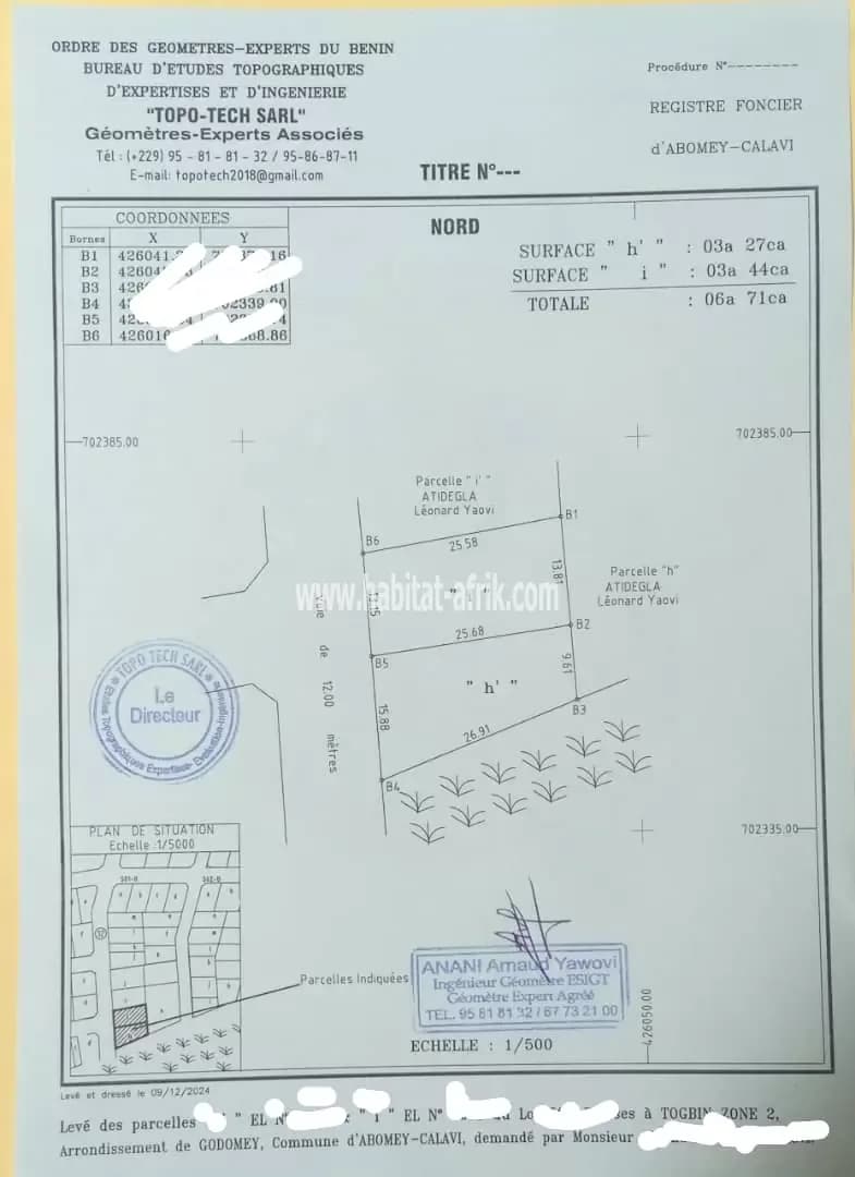 DEUX PARCELLES ENSEMBLES À VENDRE À TOGBIN ZONE 2 NON LOIN DU CARREFOUR CLUB DES ROIS