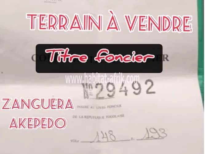 Terrain à vendre 3 lots collés avec titre foncier* à zanguera akepedo Lomé-Togo