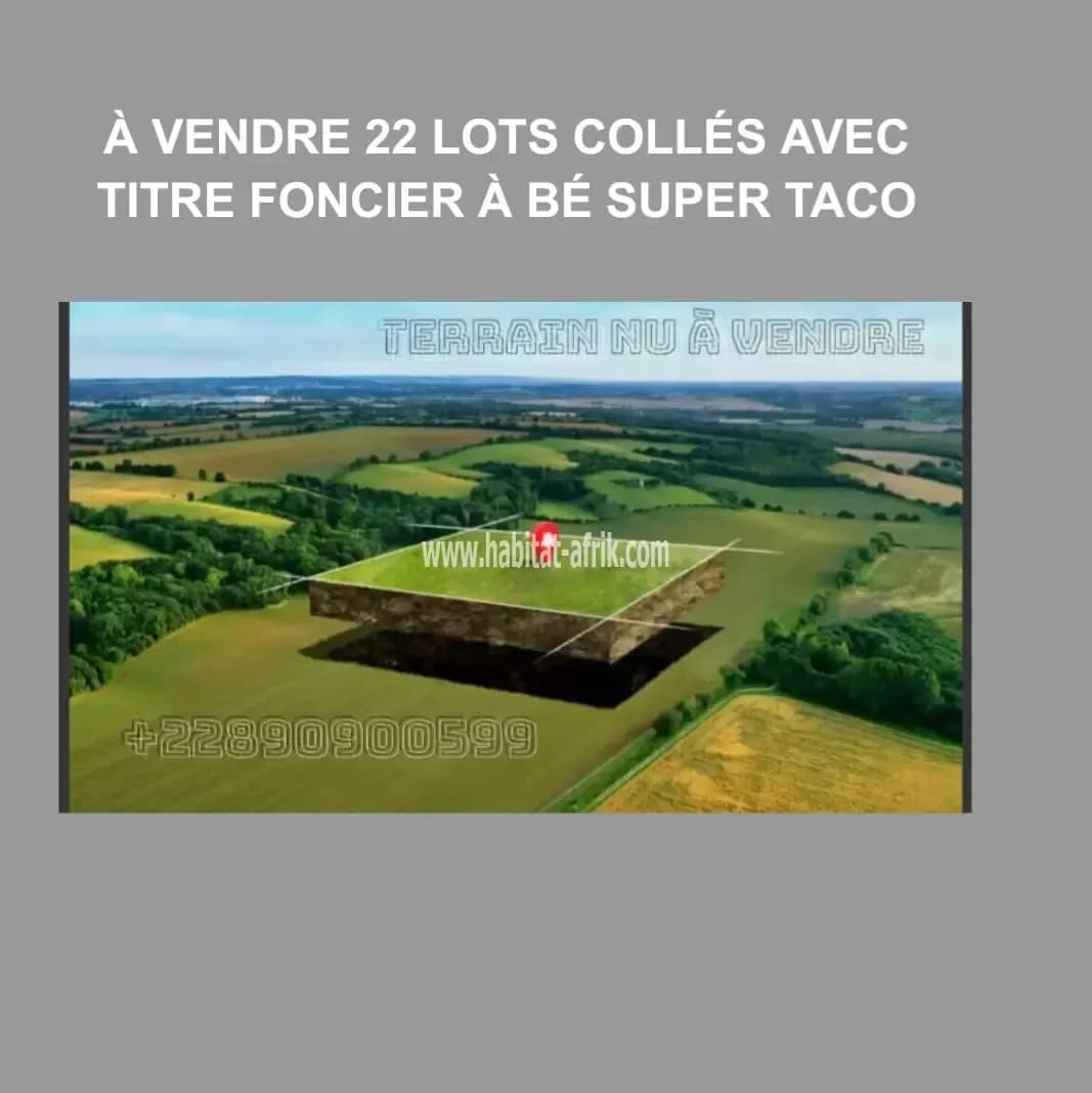 À VENDRE 22 LOTS COLLÉS AVEC TITRE FONCIER À BÉ SUPER TACO