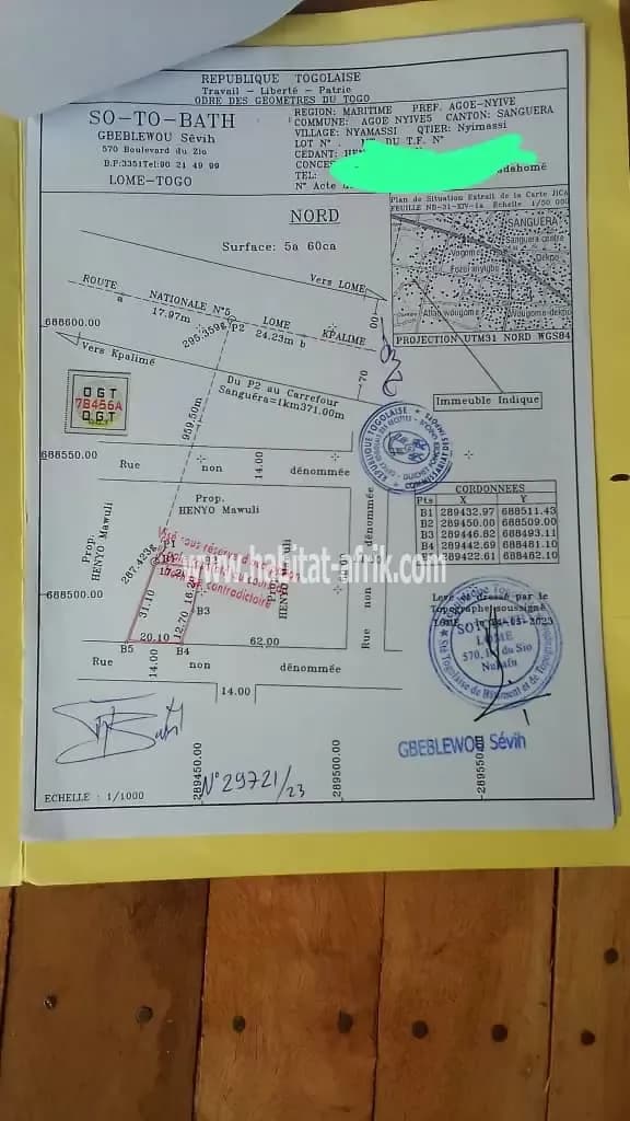 Je mets en vente une parcelle de terrain un lot clôturé à sanguera ucao lome togo