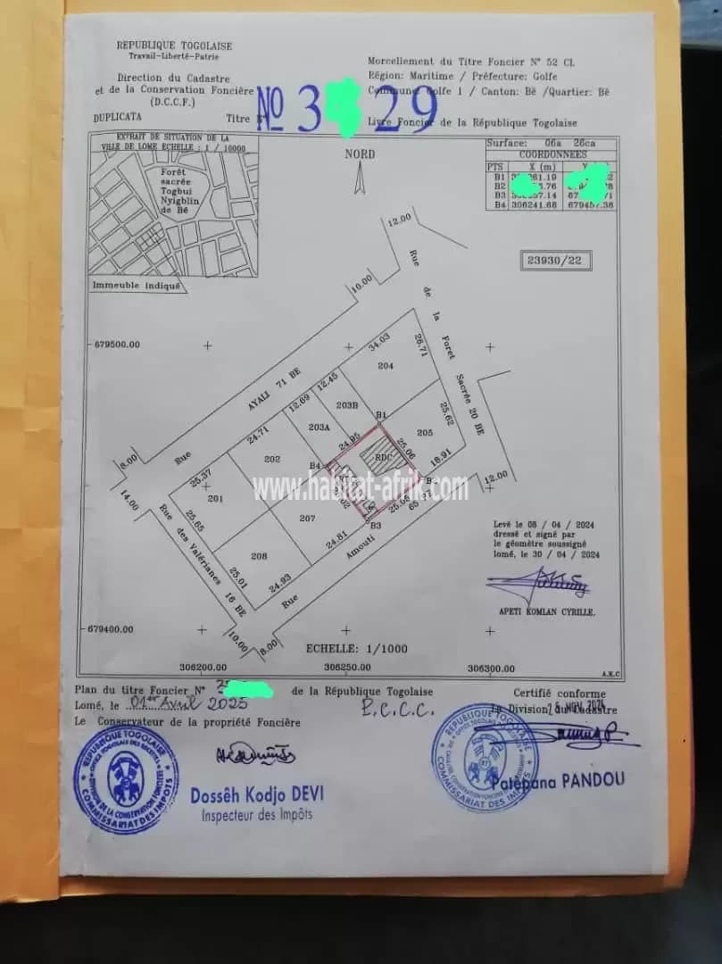 Plus d’un lot à vendre situé à atsiegou zone foire togo 2000 avec titre foncier lome togo