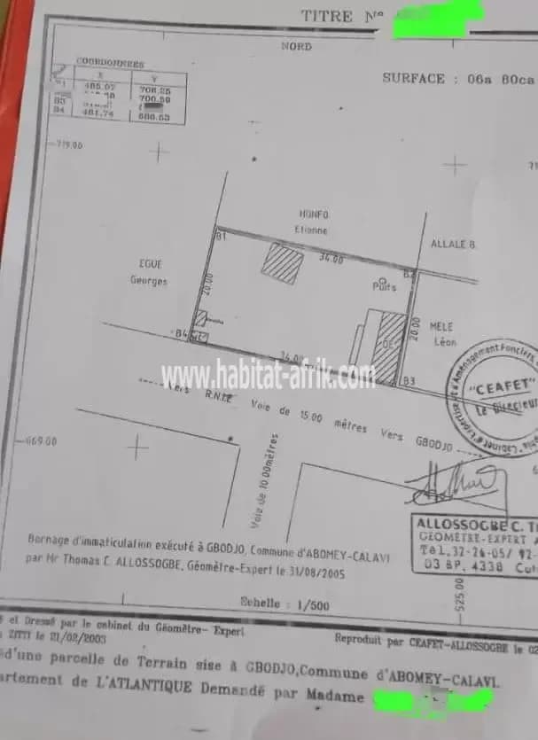 DEUX PARCELLES ENSEMBLES AVEC TF PERSONNEL PROCHE DU GOUDRON À VENDRE À CALAVI ARCONVILLE