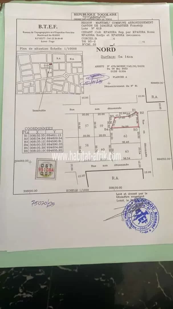 1 lot a djagble gbamakope 3km de la station Somayaf   Possible vendre le quart a 2 Millions