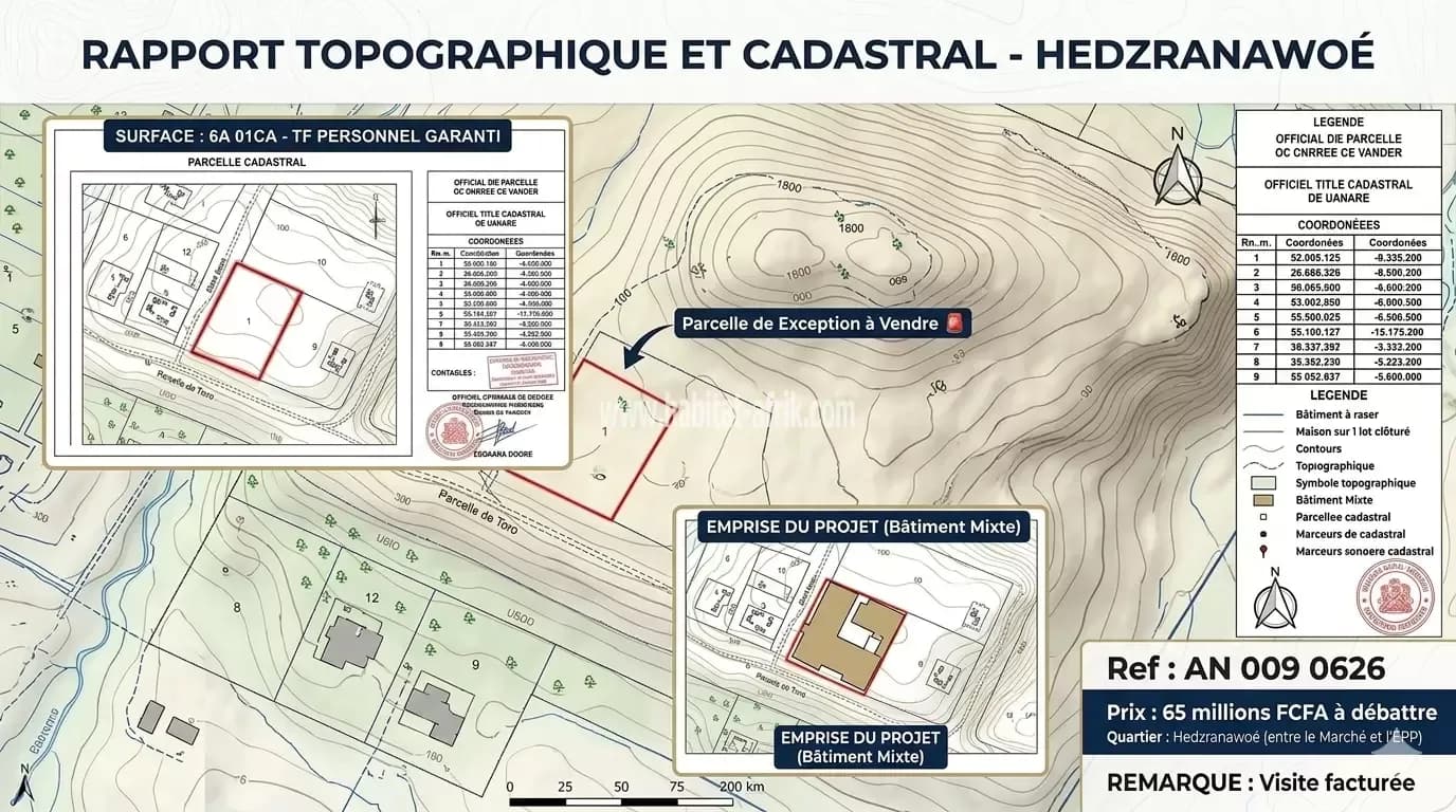 Nous mettons en vente une parcelle de contenance un lot, terrain clôturer avec titre foncier situé entre EEP et marché Hedzranawoe lome togo