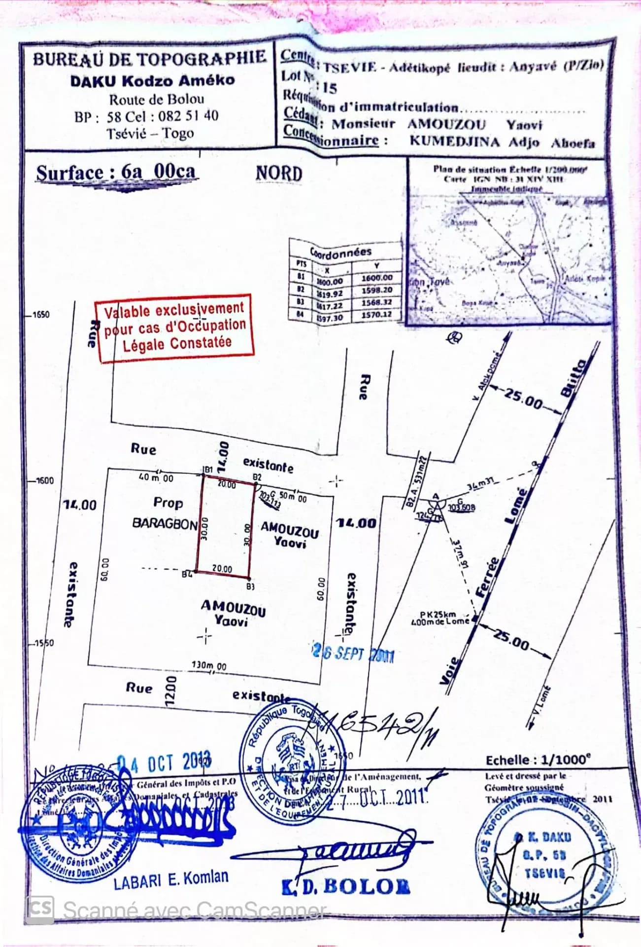 Je mets en vente une parcelle de terrain un lot situé à adeticope au quartier anyavé 3,5km du goudron adroukpapé lome togo