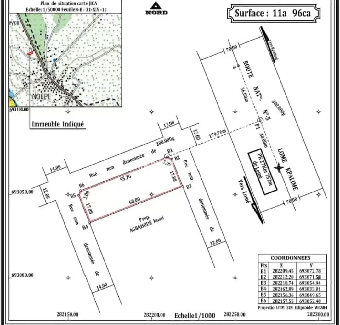 Je mets en vente une parcelle de terrain demi lot angle de rue à 150m du goudron dispensaire noepe togo