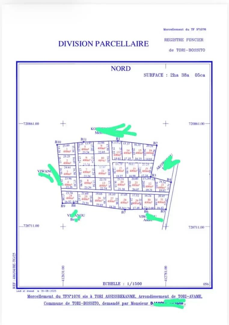 DES PARCELLES DE 400M² SUR TF À VENDRE À TORI AVAMÈ À 1KM DU GOUDRON