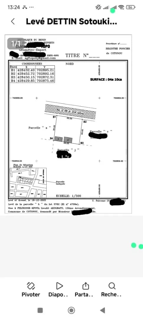 PARCELLE À VENDRE À COTONOU AKOGBATO CITÉ GLÈLÈ AU BORD DES NOUVEAUX PAVÉS