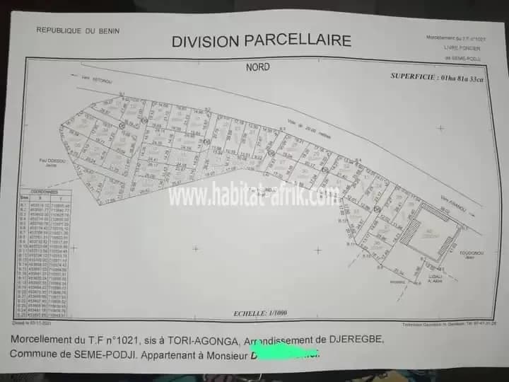 DOMAINE DE MOINS DE DEUX HECTARES AVEC TF À VENDRE À DJÈRÈGBÉ