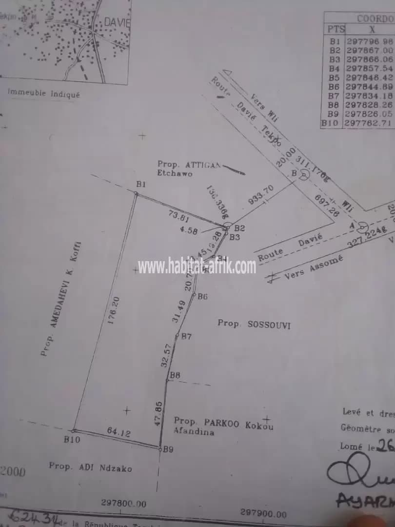 Je mets en vente une parcelle de 10 lot soit (6000m2) juste après peage de davie 1km du goudron national n’1 lome togo