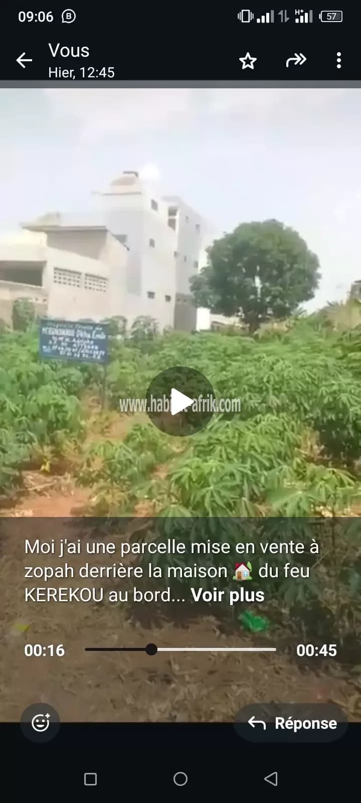 vente d'une parcelle