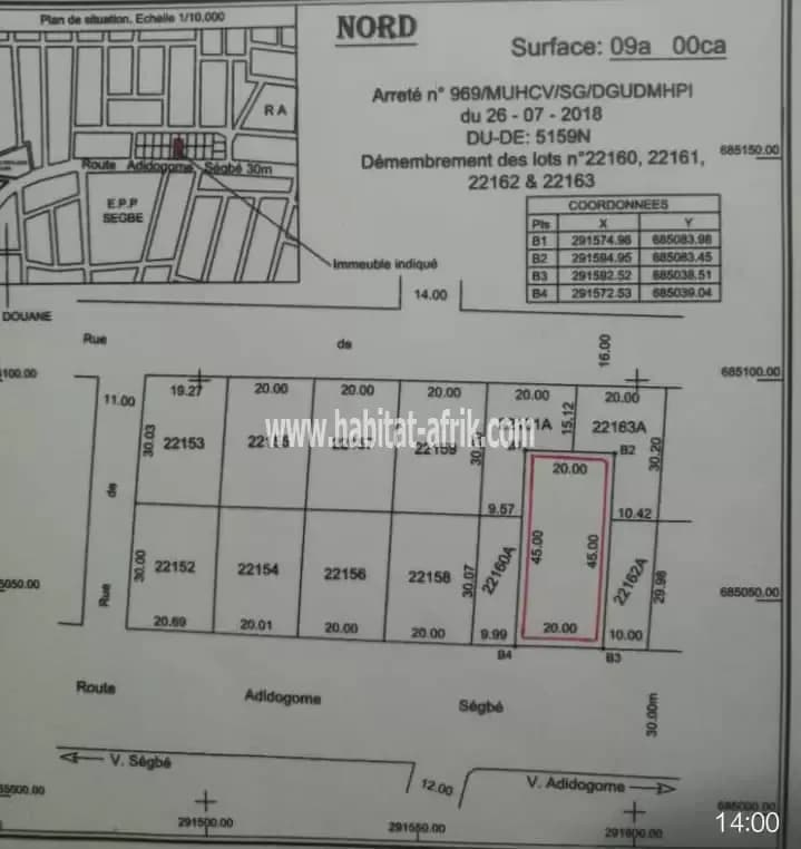 1,5 lots clôturés à vendre au bord du goudron à Ségbé(Lomé-Togo)