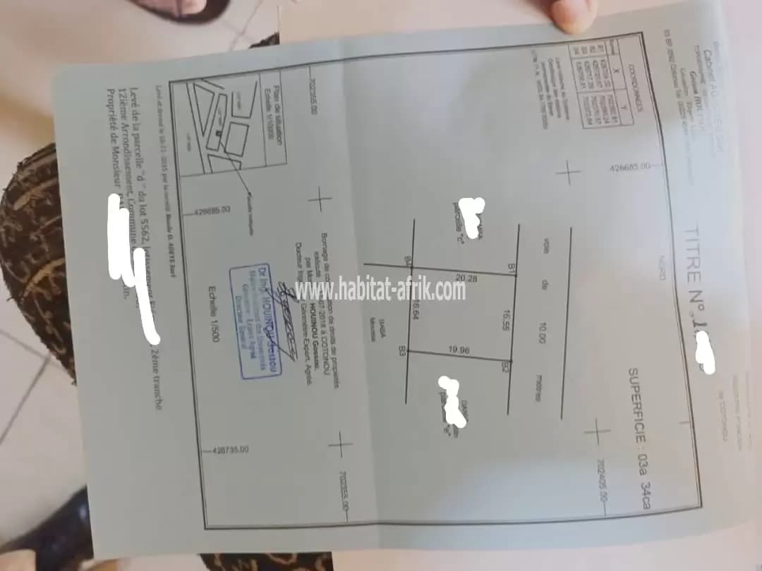 PARCELLE AVEC TF PERSONNEL À VENDRE À COTONOU FIDJROSSÈ PLAGE