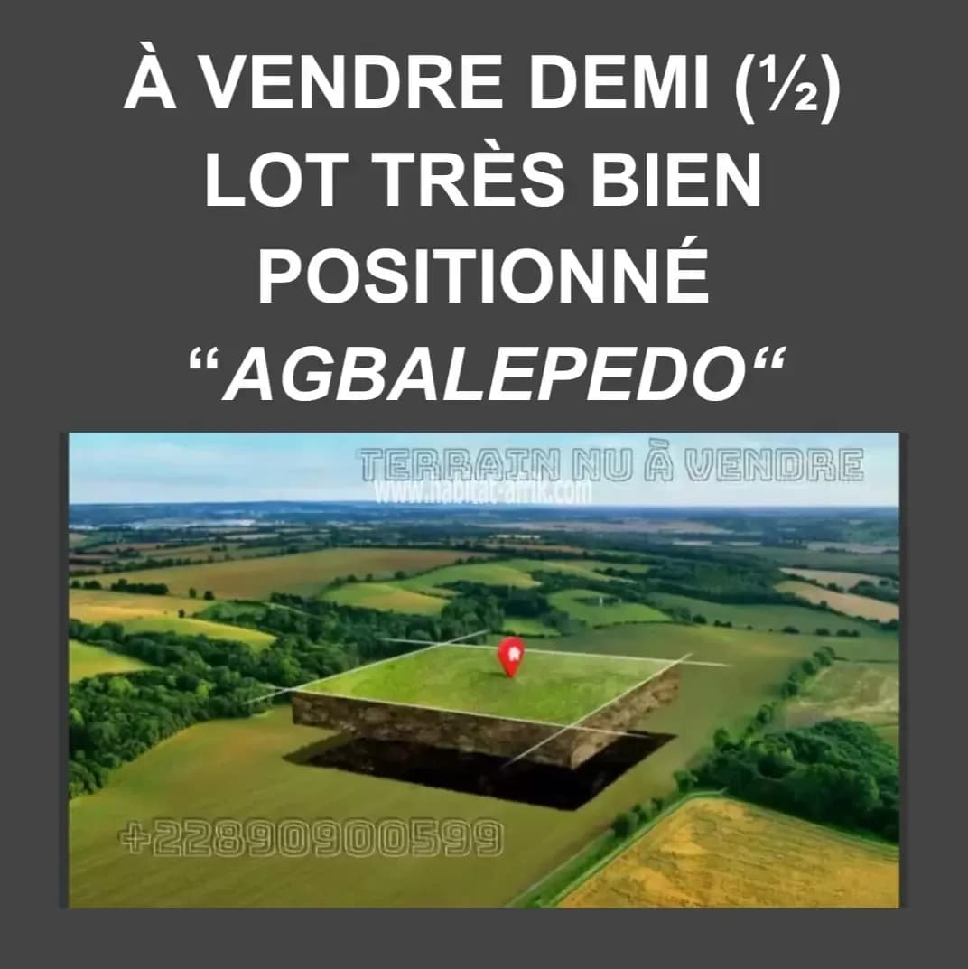 TERRAIN DE 1/2 LOT (300m²) A VENDRE À AGBALEPEDO