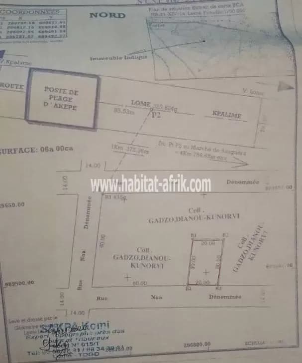 Je mets en vente une parcelle de terrain un (01) lot a akepe dans zone riverain Peage  avec titre foncier global bien positionné lome togo