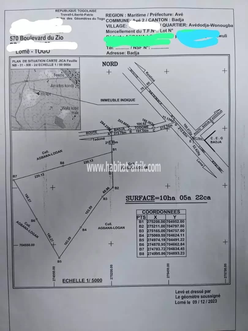 Je mets en vente un terrain agricole de 20 hectares à 3km du goudron badja togo