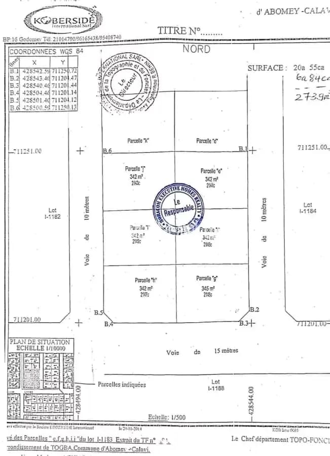 8 PARCELLES DÉJÀ LOTIES ET RECASÉES À VENDRE, DJADJO - ZONE CHEZ ARÈS - CALAVI