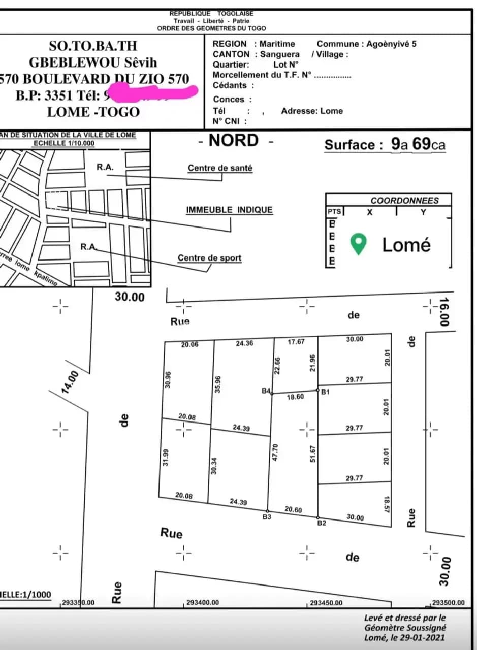 Je mets en vente une parcelle de terrain un lot à 200m du goudron gogoligo zone atilamonou lome togo