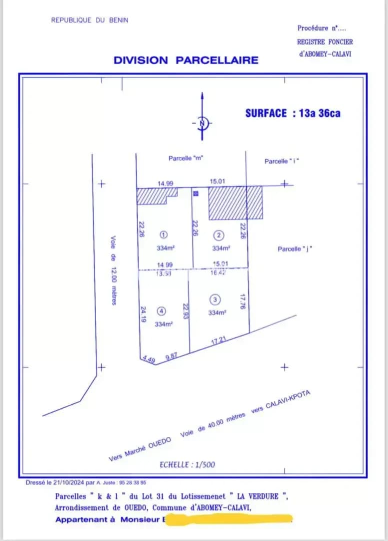 À VENDRE QUATRES PARCELLES ENSEMBLES AVEC TF AU BORD DU GOUDRON KPOTA-OUÈDO AVANT CEG LA VERDURE