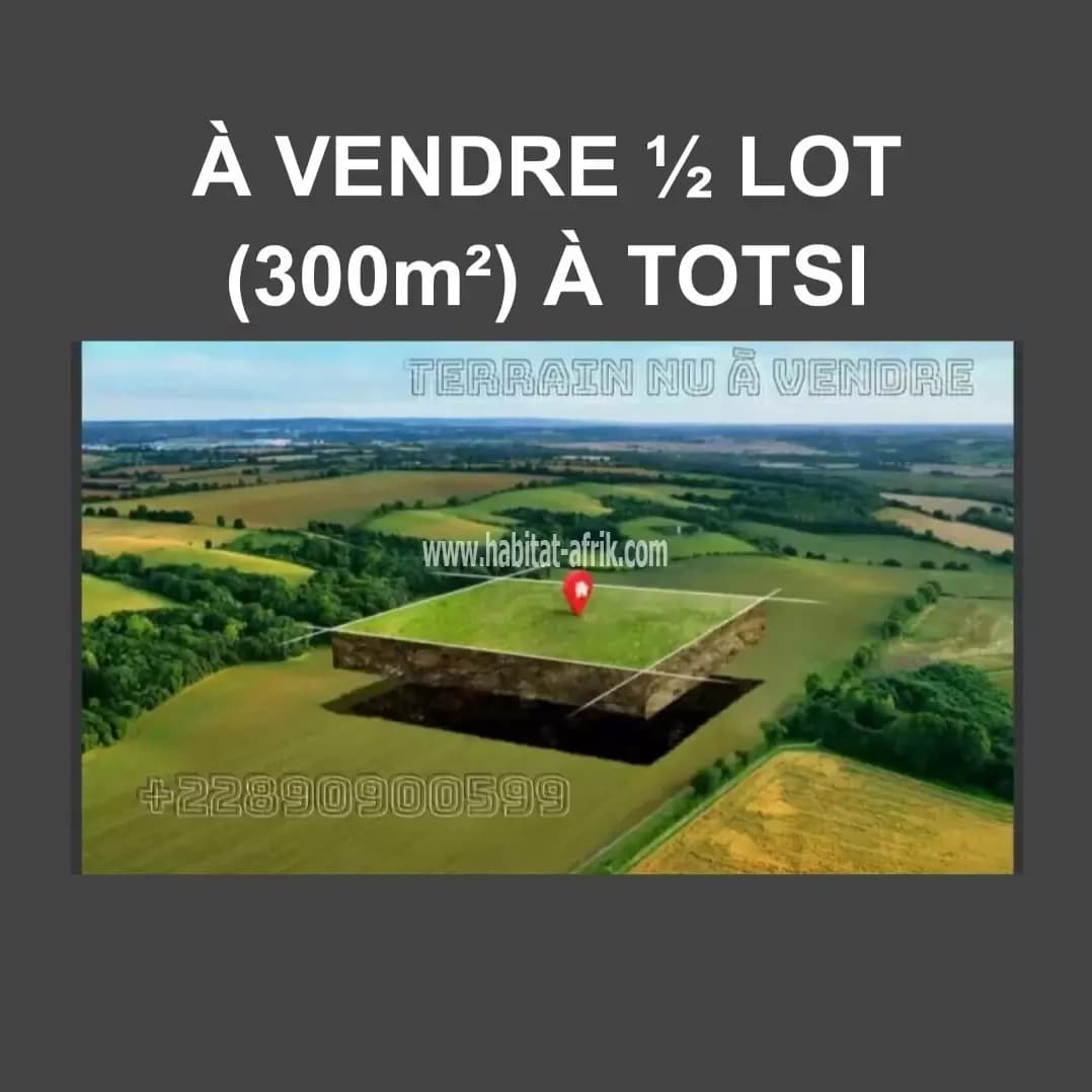 À VENDRE DEMI LOT (300m²) À TOTSI