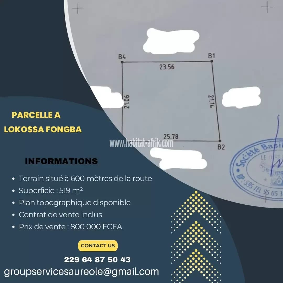 Parcelle à Lokossa fongba