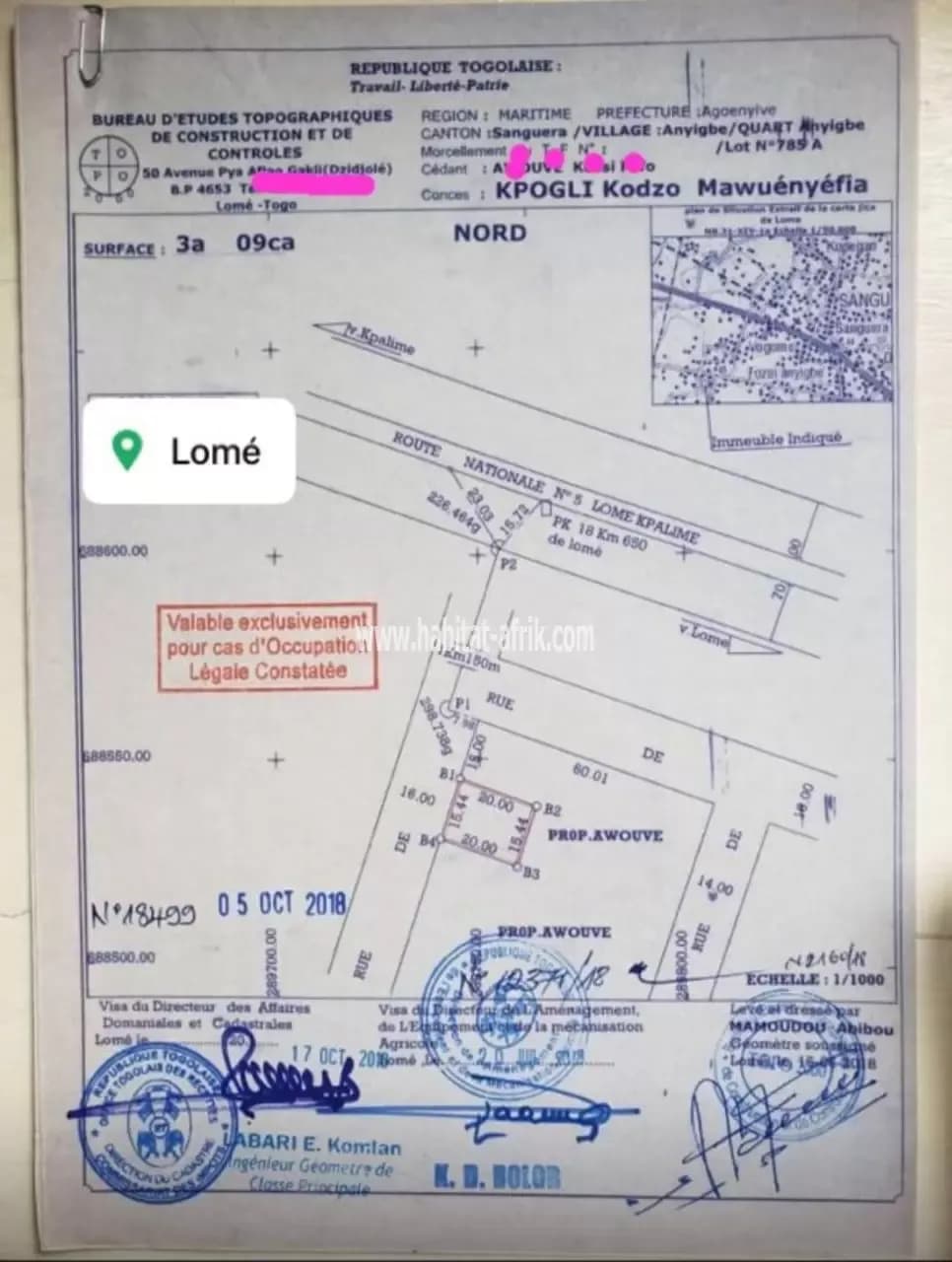Je mets en vente une parcelle de terrain solidement clôturé demi lot carre derrière l’université UCAO ZANGUERA lome togo