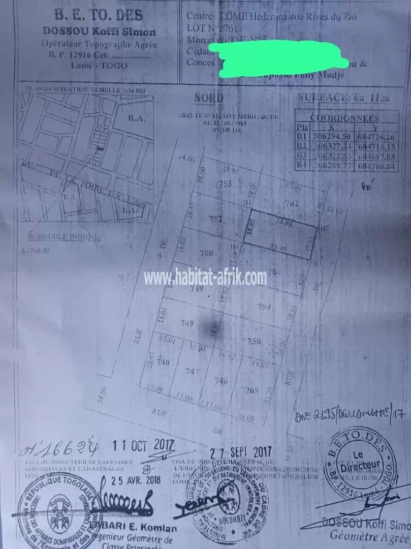 Nous mettons en vente une parcelle de un lot au lycée hedzranawoe lome togo