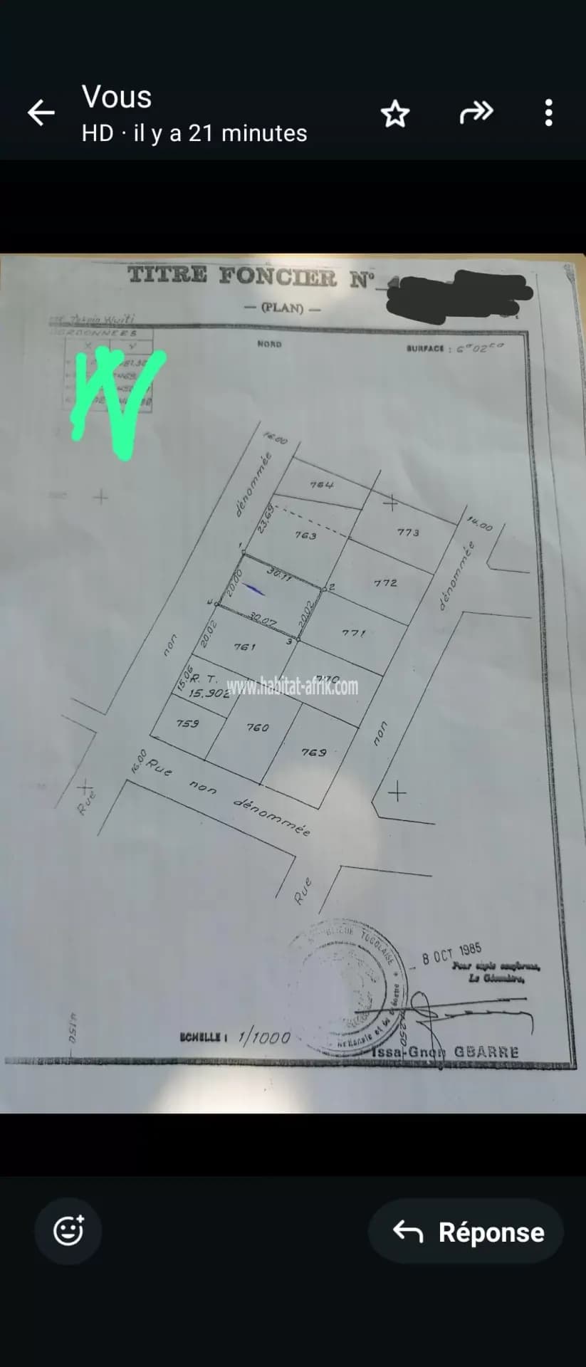 Je mets en vente une parcelle de terrain demi lot à 60m du goudron ambassade du gabon Hedzranawoe lome togo