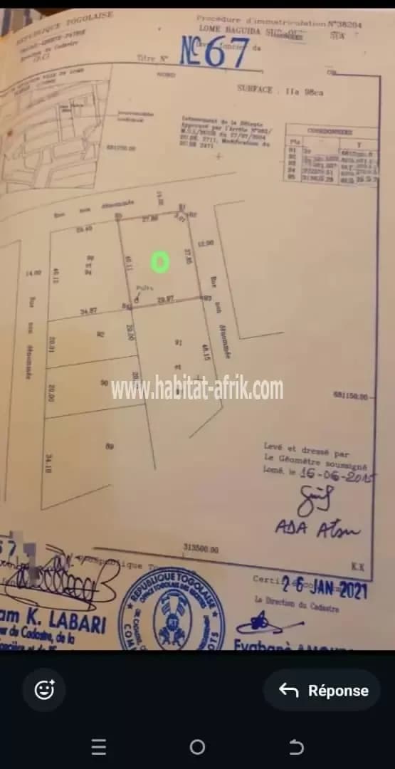 Je mets en vente une parcelle de terrain 2 lots collé en angle de rue à BAGUIDA luxolin lome togo