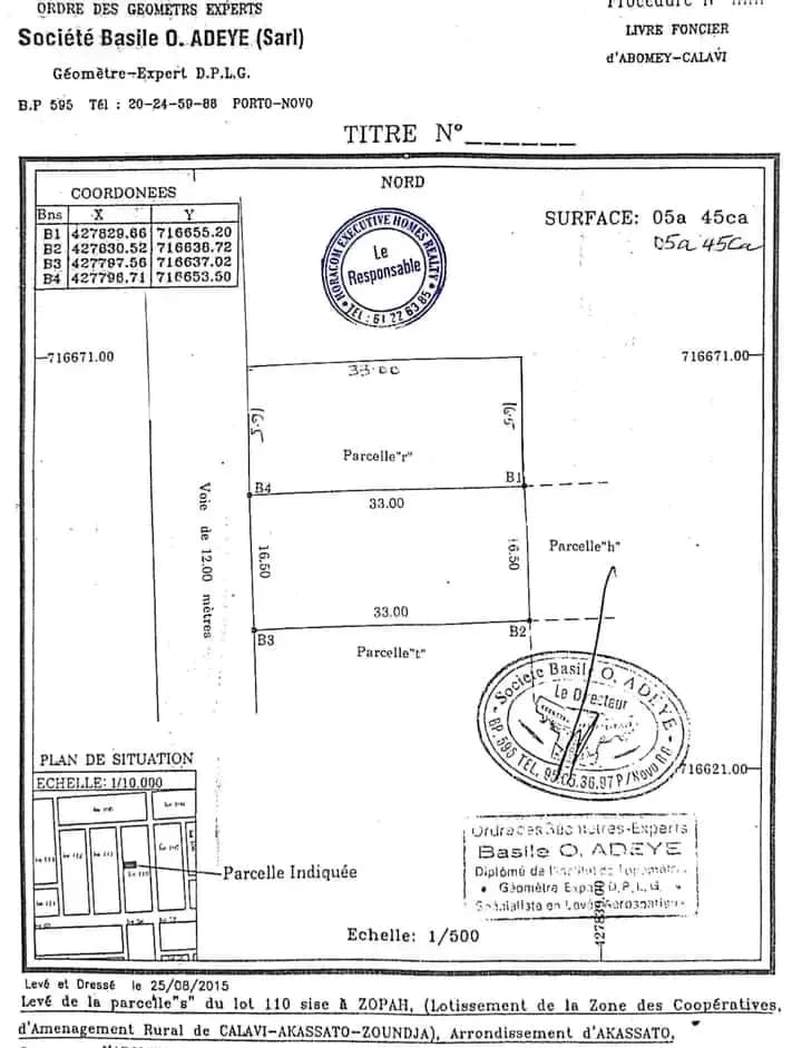 2 PARCELLES DÉJÀ LOTIES ET RECASÉES À VENDRE, ZOPAH - ZONE FOUQUET - CALAVI