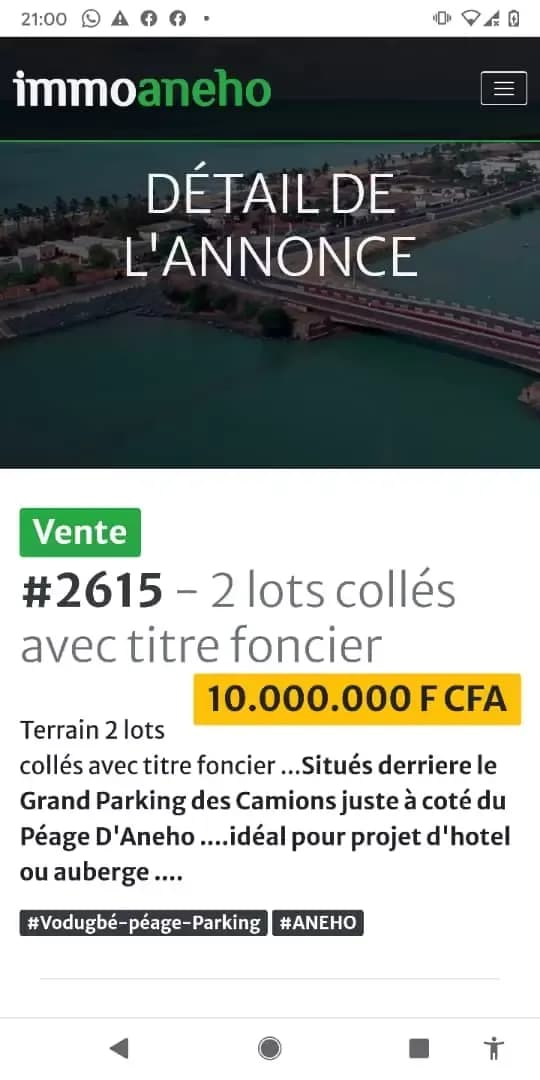 Deux lots à aneho vodugbé