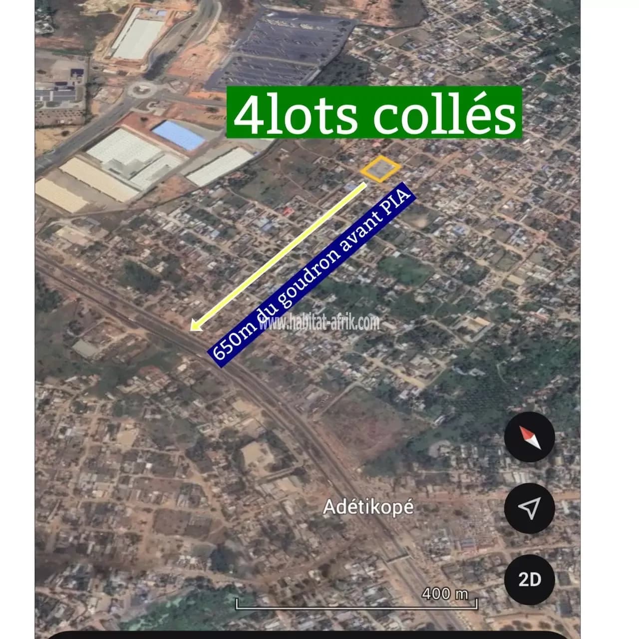 Je mets en vente une parcelle de terrain 04 lots collé juste 600 mètres du goudron PIA adéticopé lomé togo