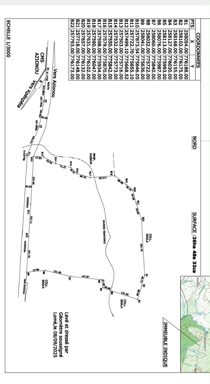 Terrain agricole à vendre, opportunité à saisir un propriétaire pour des raisons funéraire mets en vente 02 hectares à zio nou, 12km du goudron accessible à voiture kpele toutou togo
